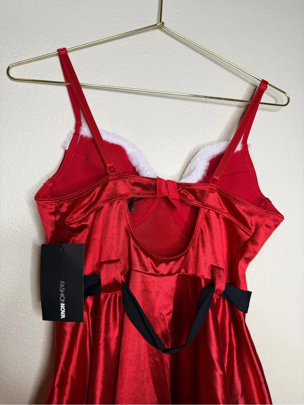 Fashion Nova Women Jingle Bell Rock 2 Piece Set Santa Outfit Xmas Red Velvet NEW
